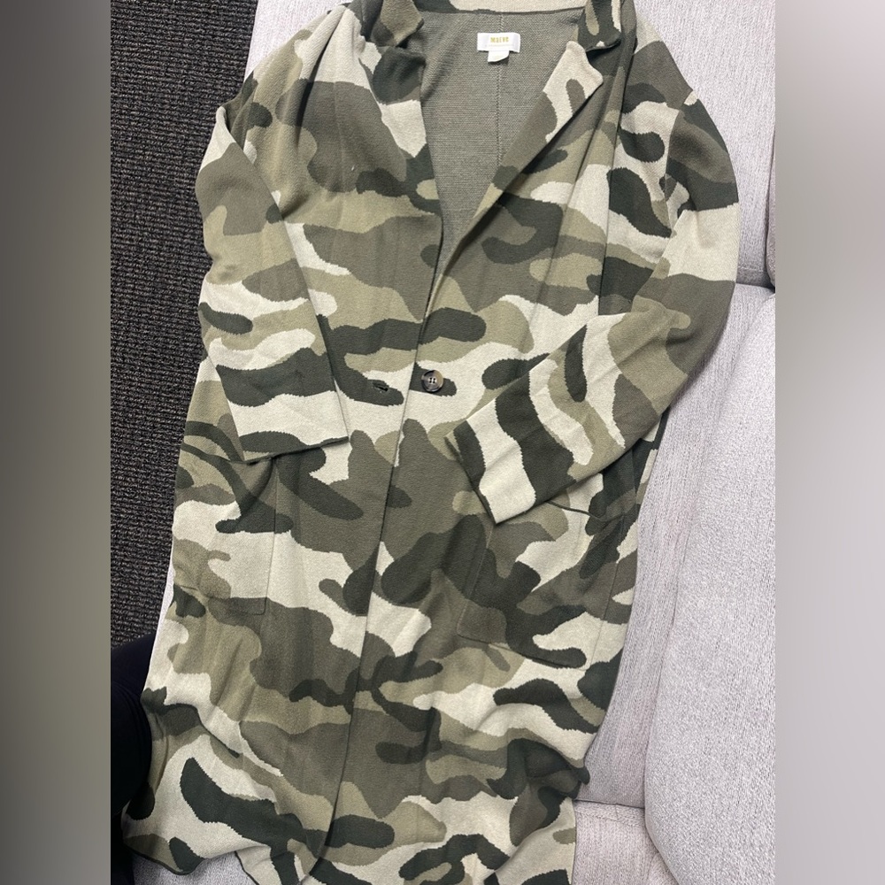 Anthropologie Camo duster/cardigan Size L